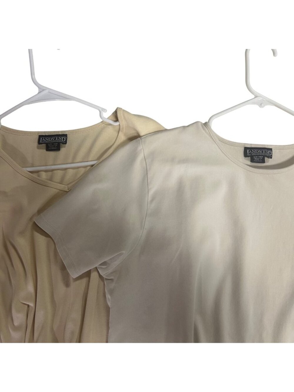 Set of 2 Lands' End Women's Size 1X (16-18W) Tan Knit Tops EUC